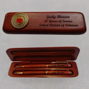 Rosewood Pen and Pencil Teacher Appreciation Pen Set with Engraving on Case and Pens