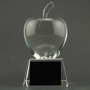 Large Crystal Apple on Crystal Base - No Personalization
