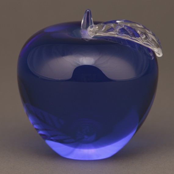 Blue Glass Apple Paperweight for Teacher Appreciation Gift