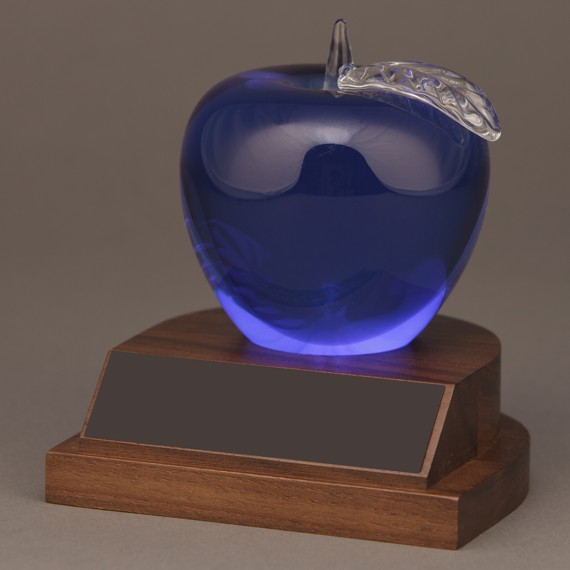 Blue Crystal Apple Desk Award for Educators Desk