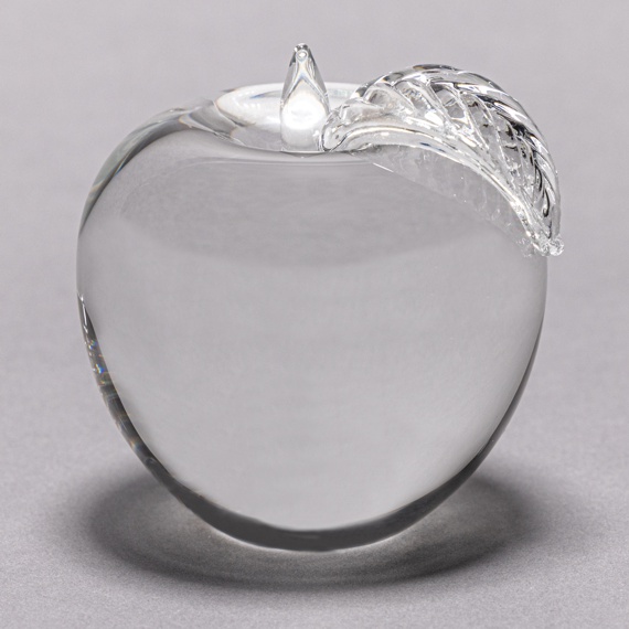 Clear Optical Crystal Apple Paperweight - No Personalization