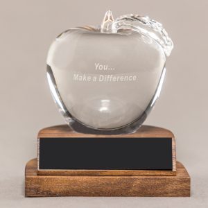 Teacher-Nursing Crystal Apple Award with You... Make a Difference Saying