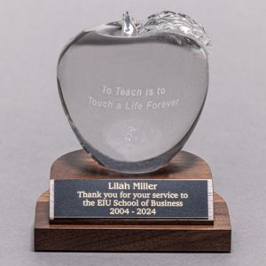 Teacher Crystal Apple Award with To Teach is to Touch a Life Forever Saying