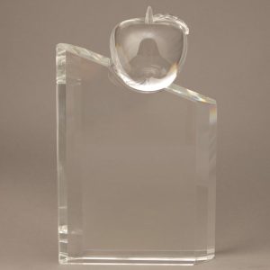 Crystal Pillar with Crystal Apple Attached to Show Teacher Appreciation