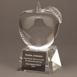 Large Crystal Apple Trophy for Educator Recognition