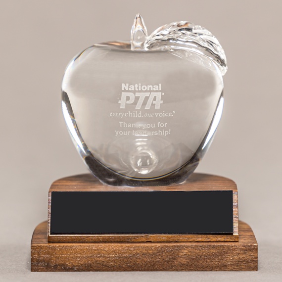 Crystal Apple Desk Award - Teacher Gift Trophy