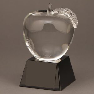 Large Crystal Apple on Black Crystal Base without Engraving for Teacher Retirement Idea