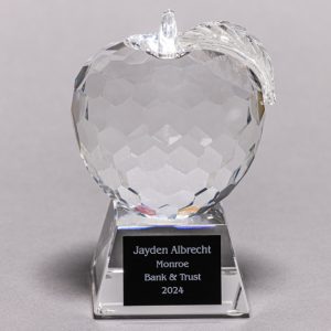Diamond Cut Crystal Apple Educator Trophy with Engraving