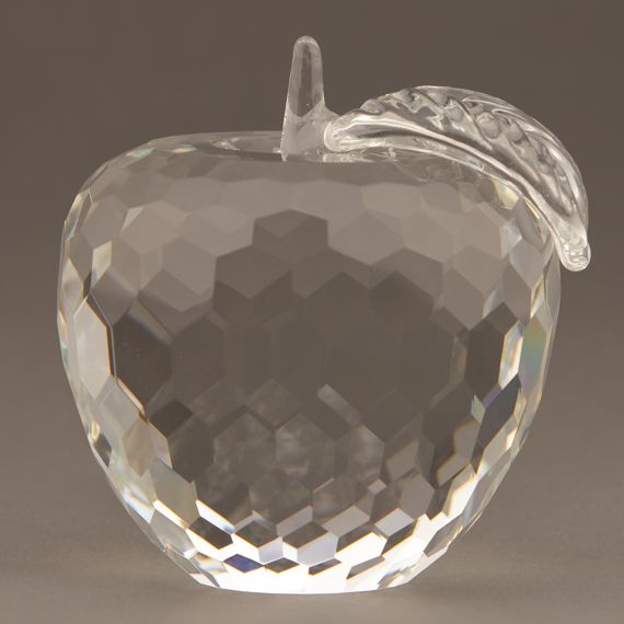 Diamond Cut Crystal Apple Paperweight for Healthcare Recognition
