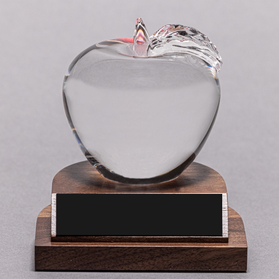 Elegant Crystal Apple Award for Teacher's Desk