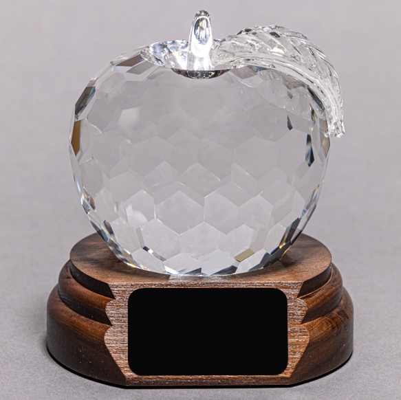 Elegant Diamond Cut Crystal Apple Trophy without Engraving