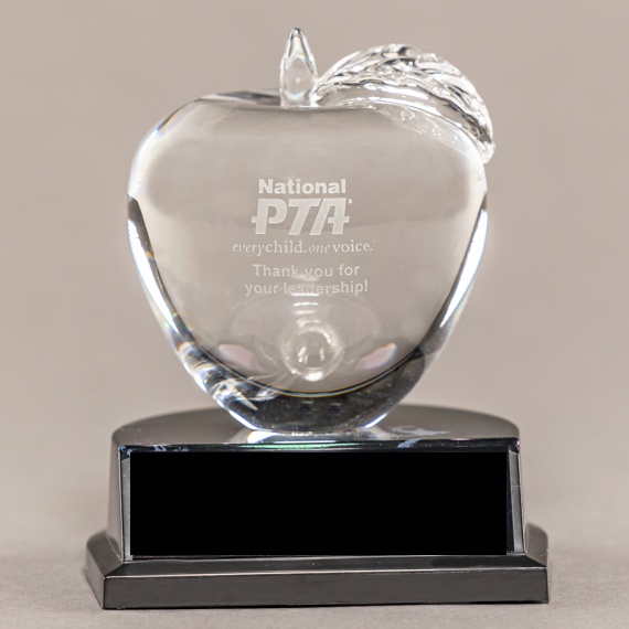 Etched Crystal Apple Trophy for a Personalized Teacher Gift