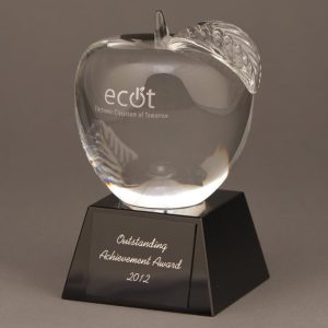 Custom Personalized Crystal Apple Trophy with Engraving