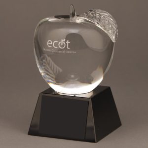 Custom Etched Crystal Apple Trophy