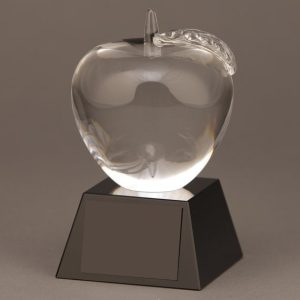 Glass Apple Trophy for Teacher Recognition