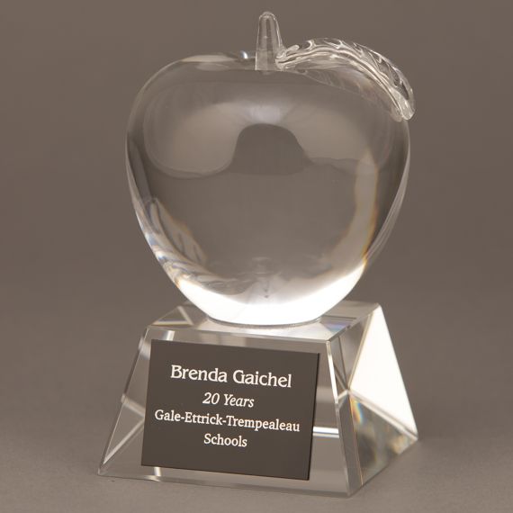 Optical Crystal Apple on Clear Optical Crystal Base