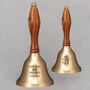 Golden Teacher Thank You Hand Bell with Walnut Handle - 2 Sided Personalization