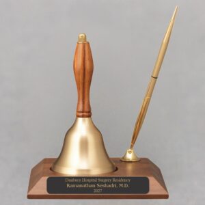 Teacher Appreciation Week Handbell Desk Award Engraved with Pen