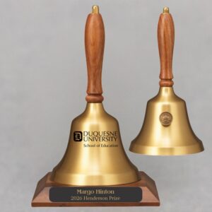Service Award Appreciation Hand Bell with Walnut Handle and Base - All Engraving Included