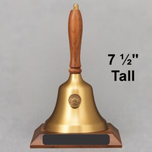 Teacher Retirement Hand Bell with Walnut Handle, Base & Medallion - No Personalization