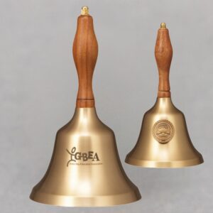 Teacher Recognition Hand Bell with Walnut Handle & Medallion - Bell Personalization