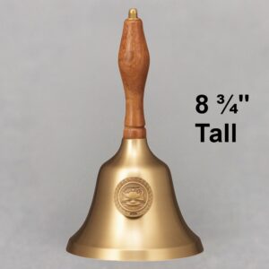 Teacher Recognition Gold Hand Bell with Walnut Handle & Medallion - No Personalization