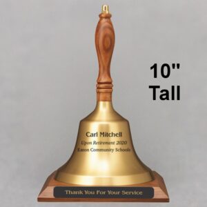 Teacher Appreciation Hand Bell with Walnut Handle and Base - All Engraving Included