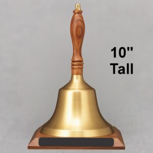 Golden Teacher Appreciation Day Hand Bell with Walnut Handle and Base - Non-Engraved