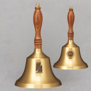 Teacher Recognition Hand Bell with Walnut Handle & Medallion - Bell Personalization