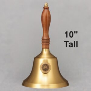 Teacher Recognition Gold Hand Bell with Walnut Handle & Medallion - No Personalization