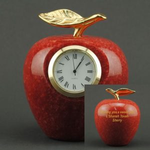Teacher Appreciation Red Marble Apple Clock with Custom Engraving