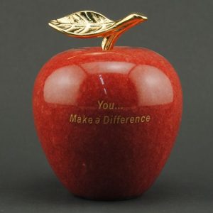 you-make-a-difference-etched-red-marble-apple-paperweight