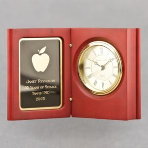Personalized Rosewood Book Clock