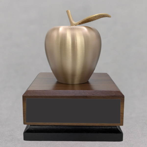 Brass Apple Award on Large Walnut Base - No Personalization