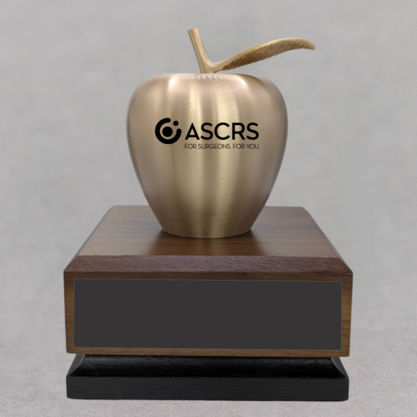 Brass Apple Award on Large Walnut Base - Apple Only Engraved