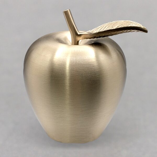 Golden Brass Apple 4" With Leaf - No Personalization