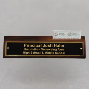 Desk Name Plates with Business Card Holder - Engraved