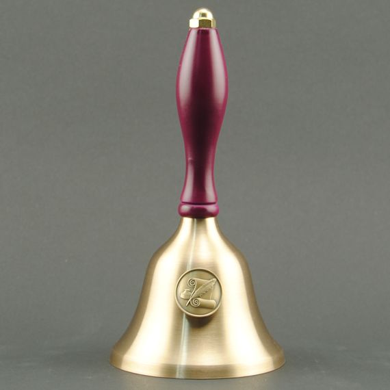 Teacher Recognition Hand Bell with Purple Handle & Medallion - No Personalization