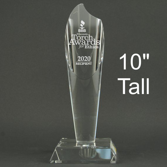 Large Crystal Torch Award Trophy - Personalization Included