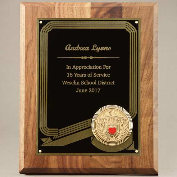 Custom Engraved Teacher Plaque of Appreciation with Medal
