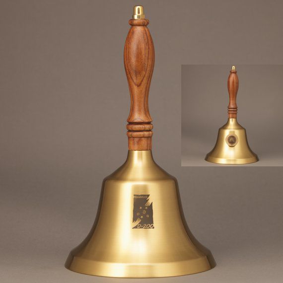 Teacher Recognition Hand Bell with Walnut Handle & Medallion - Bell Personalization
