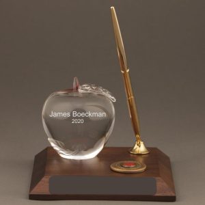 Apple w/Pen & Medallion - Blank Plate