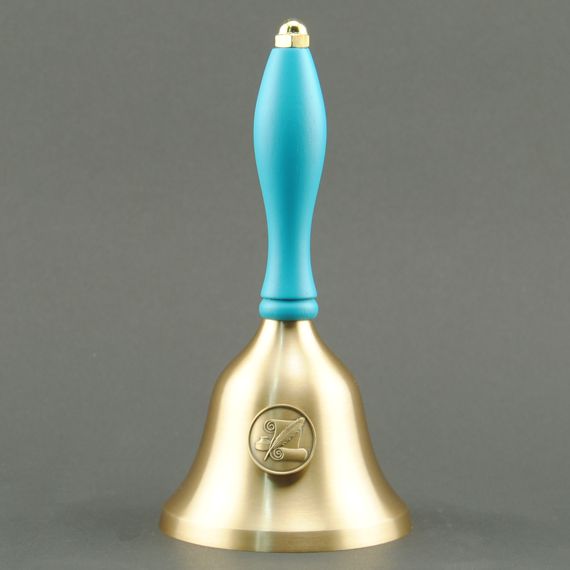 Teacher Recognition Hand Bell with Light Blue Handle & Medallion - No Personalization