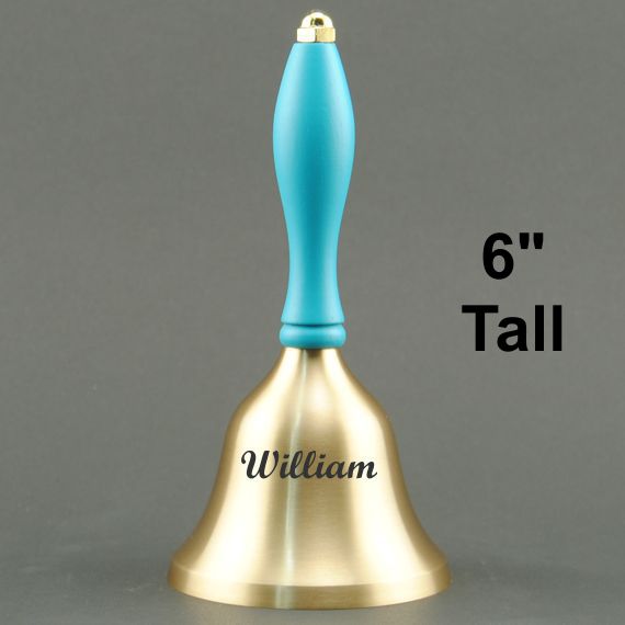 Teacher Recognition Hand Bell with Light Blue Handle - Personalization