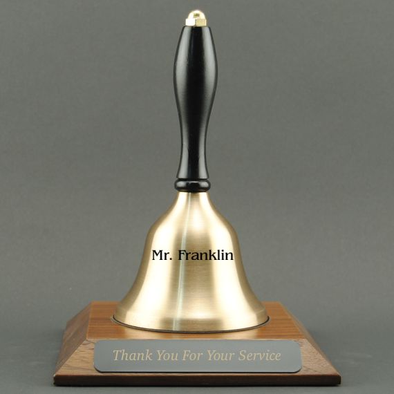 Teacher Appreciation Hand Bell with Black Handle and Base - All Engraving Included