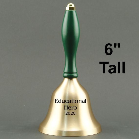 Teacher Recognition Hand Bell with Green Handle - Personalization