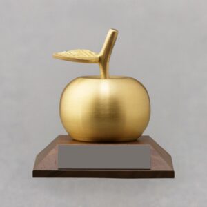 Non-Engraved Golden Apple Bell on Base for Educator Appreciation Gift