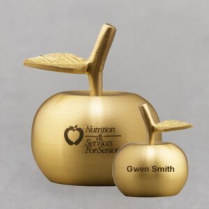 2-Sided Engraving of Gold Apple Bell for Teacher Recognition Idea