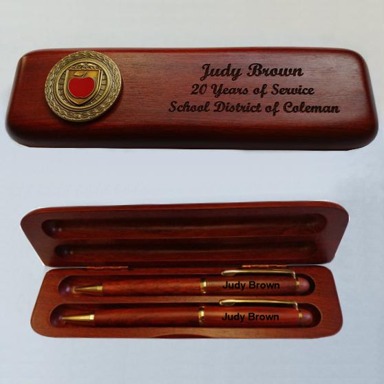 Rosewood Pen and Pencil Teacher Appreciation Pen Set with Engraving on Case and Pens