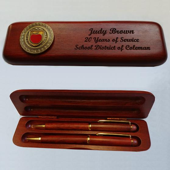 Rosewood Pen and Pencil Teacher Appreciation or Business Recognition Pen Set with Engraving on Case